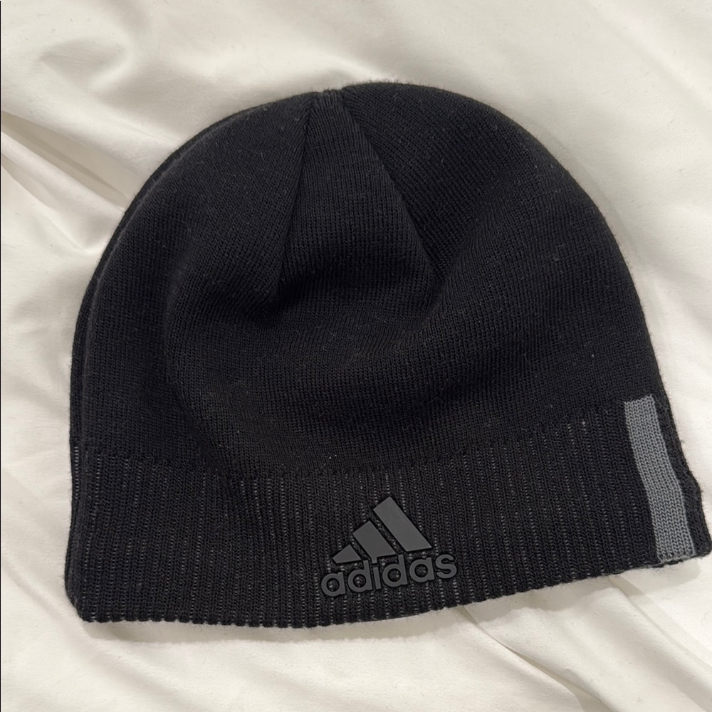 Adidas Black Beanie with Gray Accent